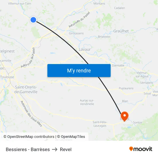 Bessieres - Barrèses to Revel map