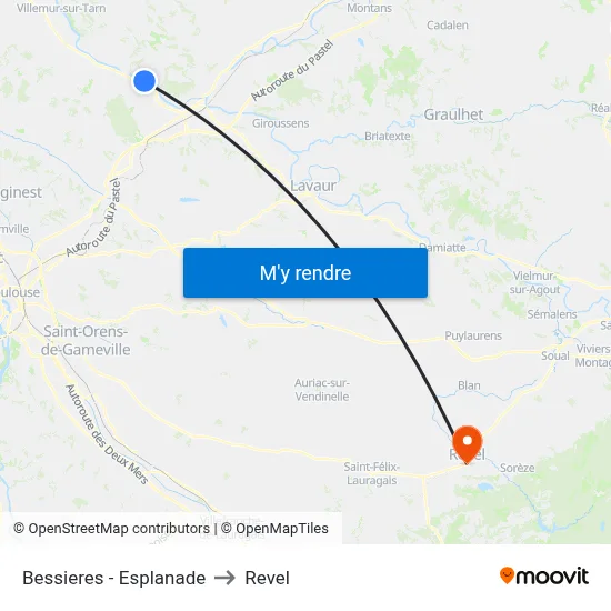 Bessieres - Esplanade to Revel map