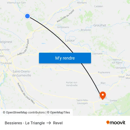 Bessieres - Le Triangle to Revel map