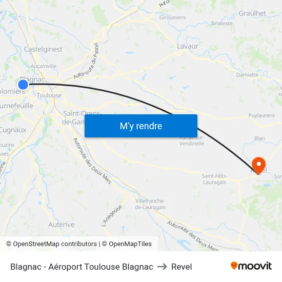 Blagnac - Aéroport Toulouse Blagnac to Revel map