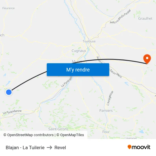 Blajan - La Tuilerie to Revel map