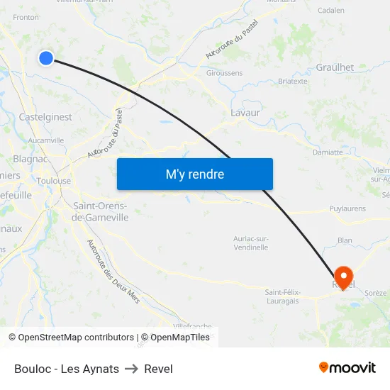 Bouloc - Les Aynats to Revel map