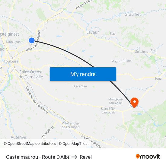 Castelmaurou - Route D'Albi to Revel map