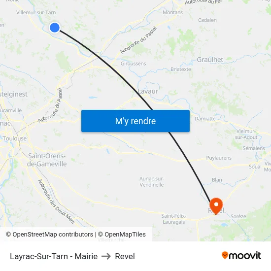 Layrac-Sur-Tarn - Mairie to Revel map