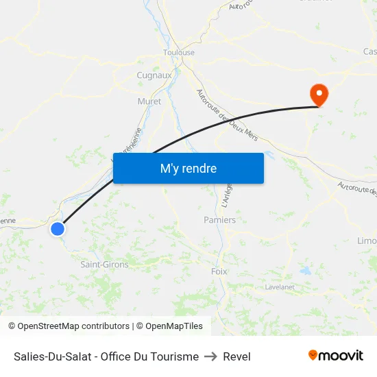 Salies-Du-Salat - Office Du Tourisme to Revel map