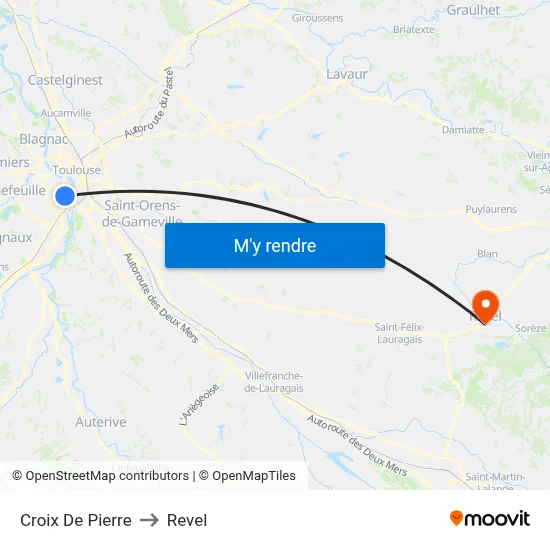 Croix De Pierre to Revel map