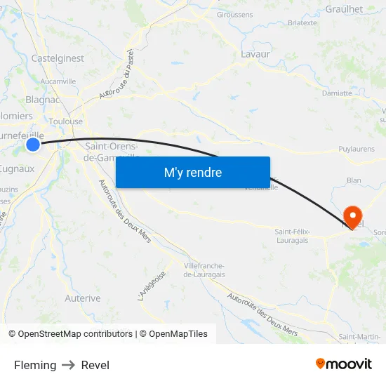 Fleming to Revel map