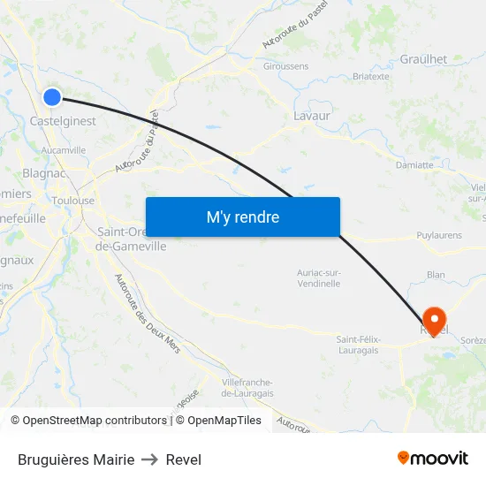 Bruguières Mairie to Revel map