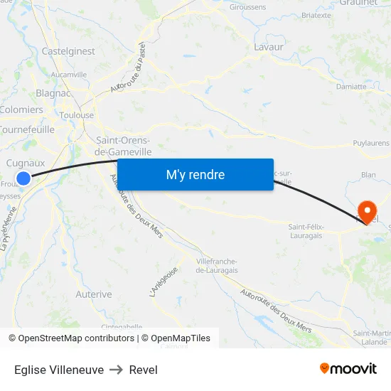 Eglise Villeneuve to Revel map