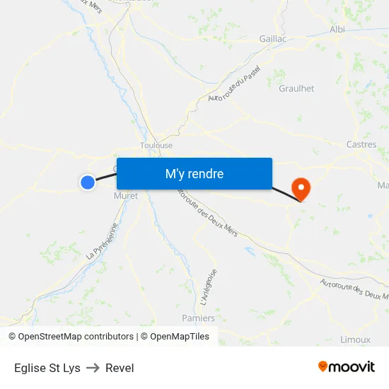 Eglise St Lys to Revel map
