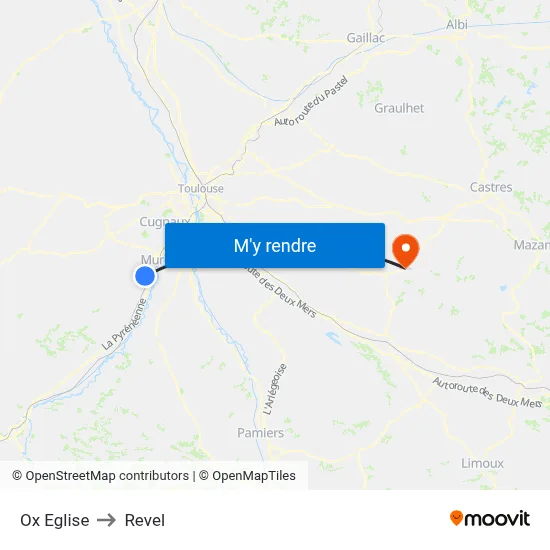 Ox Eglise to Revel map