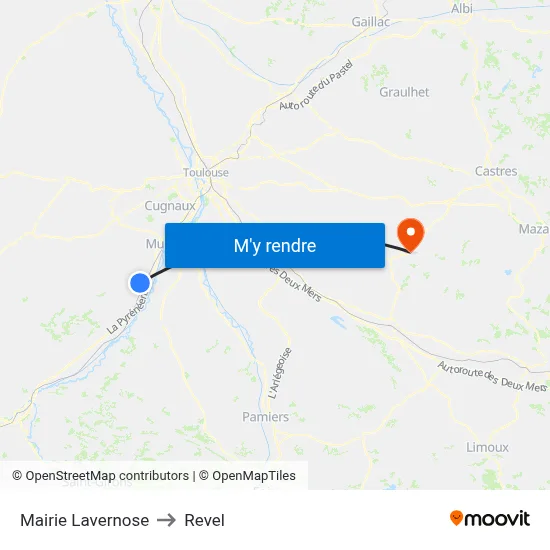 Mairie Lavernose to Revel map