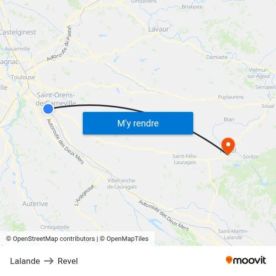 Lalande to Revel map
