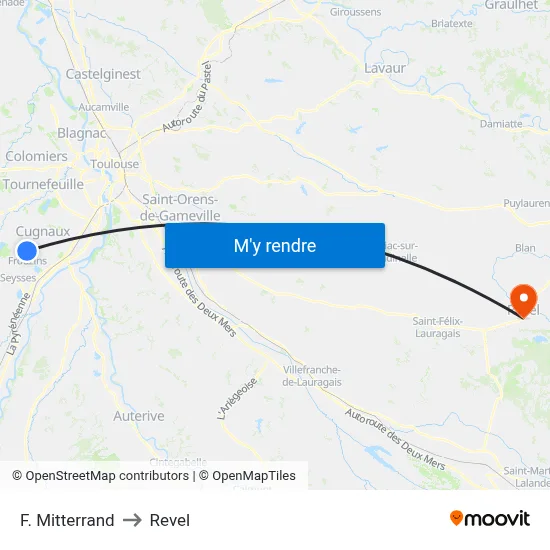 F. Mitterrand to Revel map