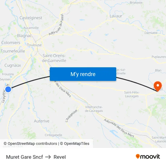 Muret Gare Sncf to Revel map
