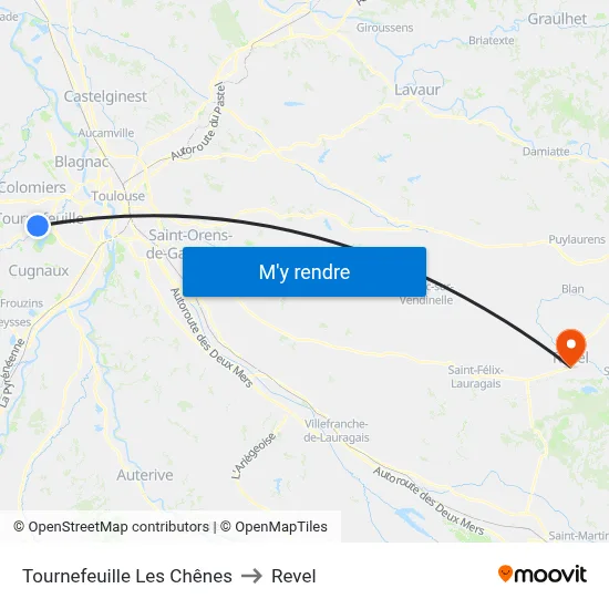 Tournefeuille Les Chênes to Revel map