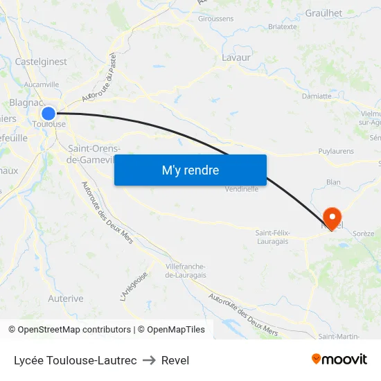 Lycée Toulouse-Lautrec to Revel map