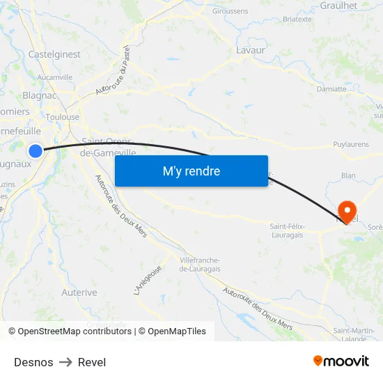 Desnos to Revel map