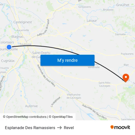 Esplanade Des Ramassiers to Revel map