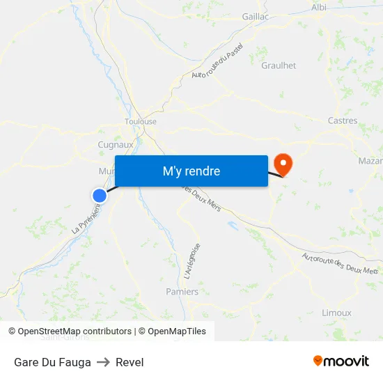 Gare Du Fauga to Revel map