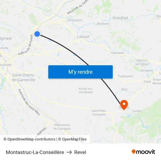 Montastruc-La-Conseillère to Revel map