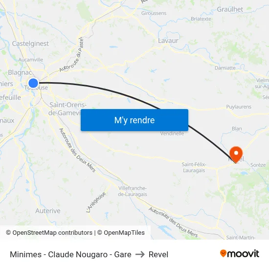 Minimes - Claude Nougaro - Gare to Revel map