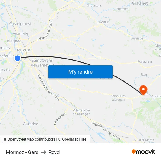 Mermoz - Gare to Revel map