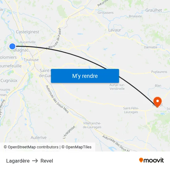 Lagardère to Revel map
