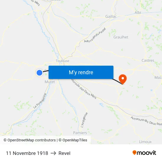 11 Novembre 1918 to Revel map