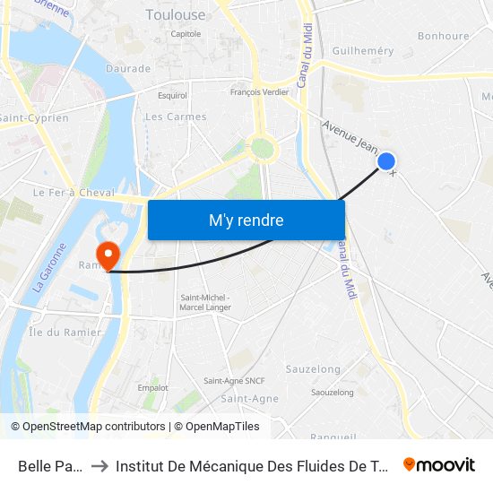 Belle Paule to Institut De Mécanique Des Fluides De Toulouse map