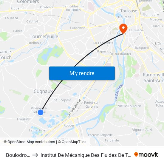 Boulodrome to Institut De Mécanique Des Fluides De Toulouse map