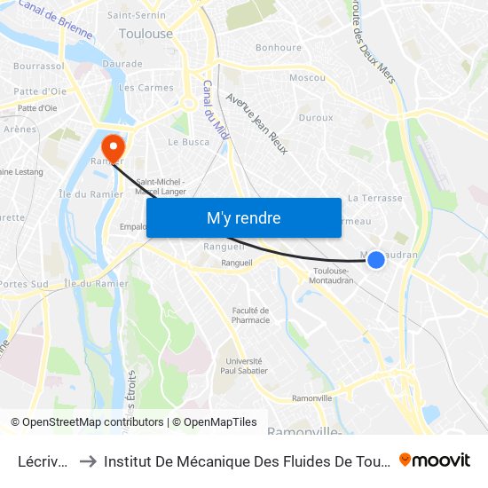 Lécrivain to Institut De Mécanique Des Fluides De Toulouse map