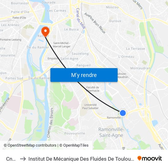 Cnes to Institut De Mécanique Des Fluides De Toulouse map