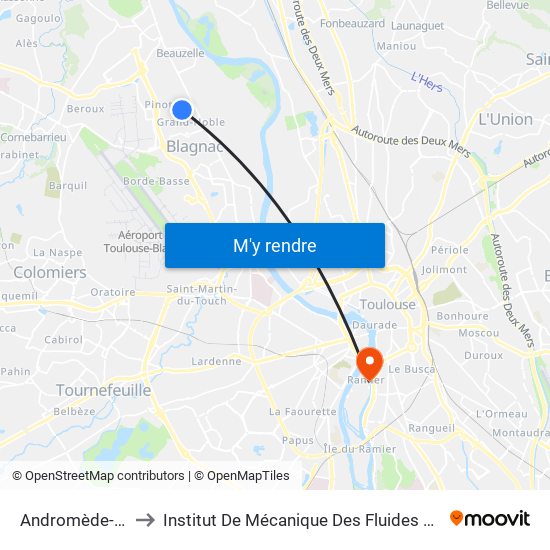 Andromède-Lycée to Institut De Mécanique Des Fluides De Toulouse map