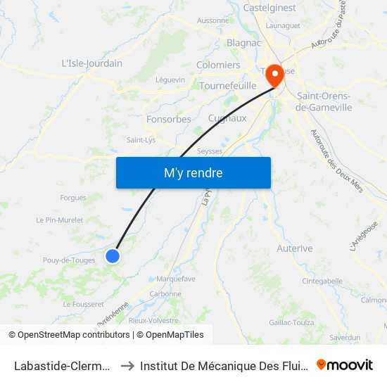 Labastide-Clermont - Eglise to Institut De Mécanique Des Fluides De Toulouse map