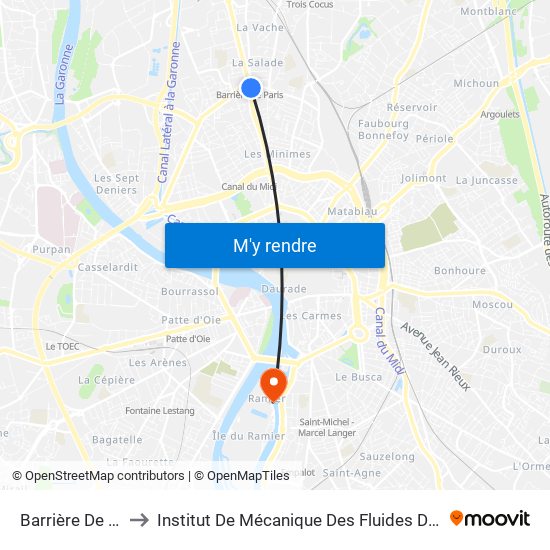 Barrière De Paris to Institut De Mécanique Des Fluides De Toulouse map