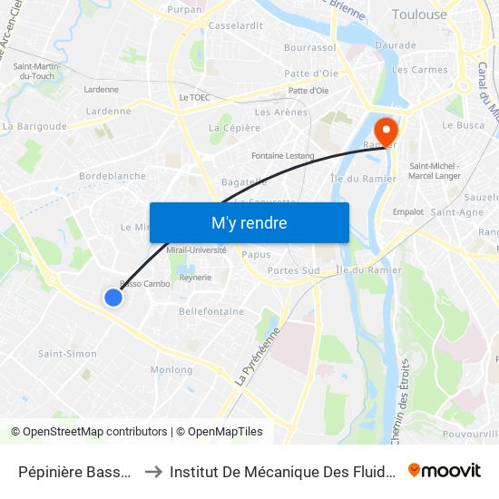 Pépinière Basso Cambo to Institut De Mécanique Des Fluides De Toulouse map