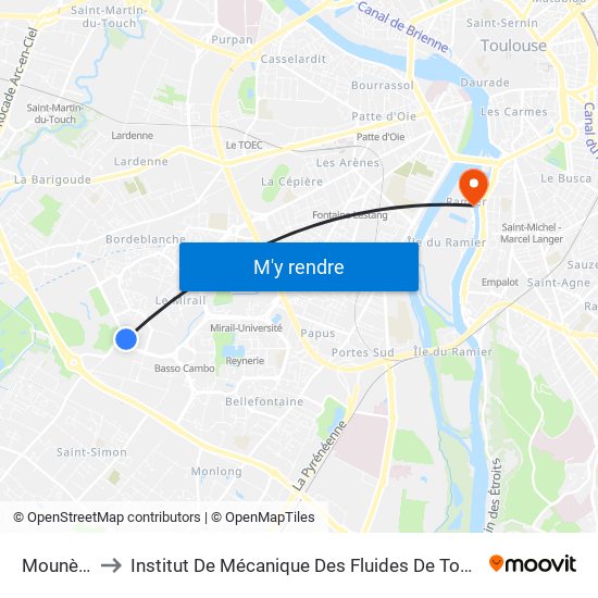 Mounède to Institut De Mécanique Des Fluides De Toulouse map
