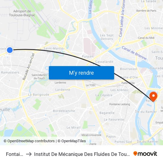 Fontaine to Institut De Mécanique Des Fluides De Toulouse map