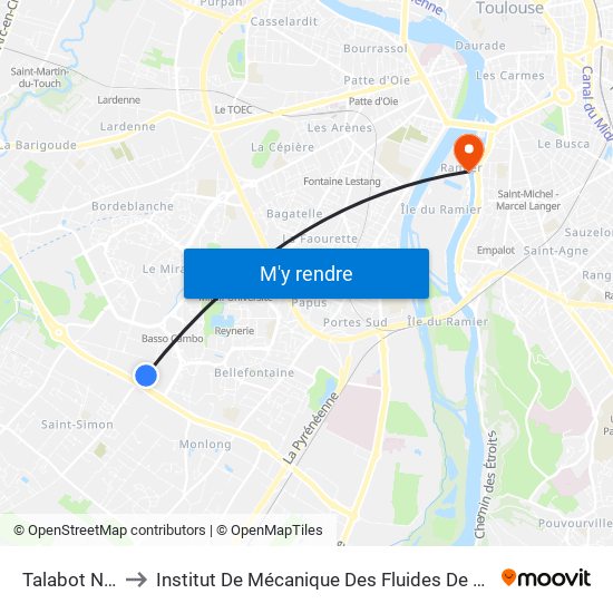 Talabot Nord to Institut De Mécanique Des Fluides De Toulouse map