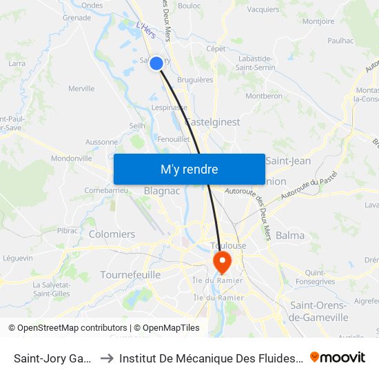 Saint-Jory Gare Sncf to Institut De Mécanique Des Fluides De Toulouse map