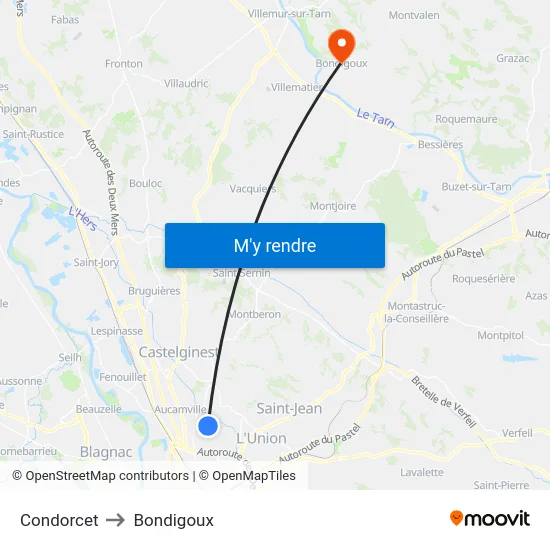 Condorcet to Bondigoux map