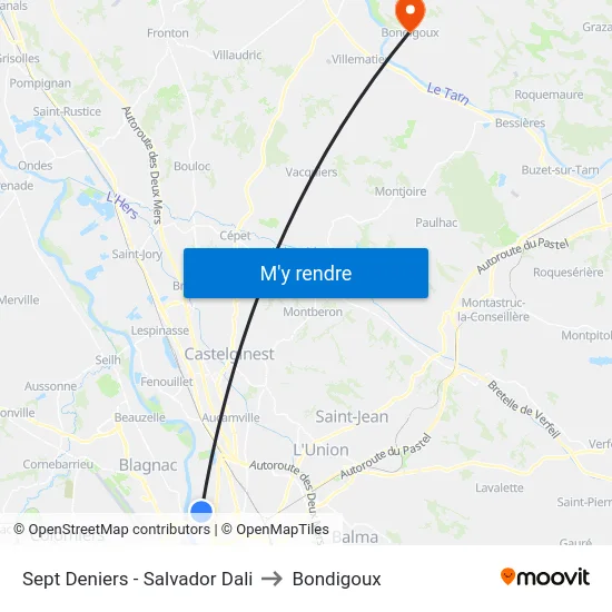 Sept Deniers - Salvador Dali to Bondigoux map