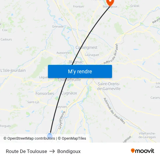 Route De Toulouse to Bondigoux map
