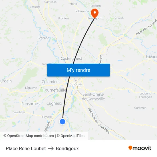 Place René Loubet to Bondigoux map