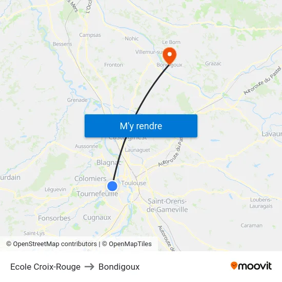 Ecole Croix-Rouge to Bondigoux map