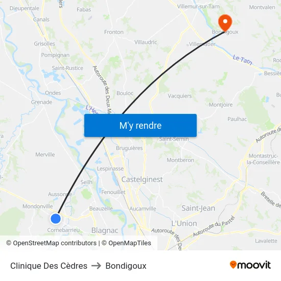 Clinique Des Cèdres to Bondigoux map