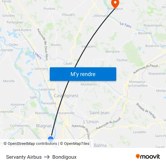 Servanty Airbus to Bondigoux map