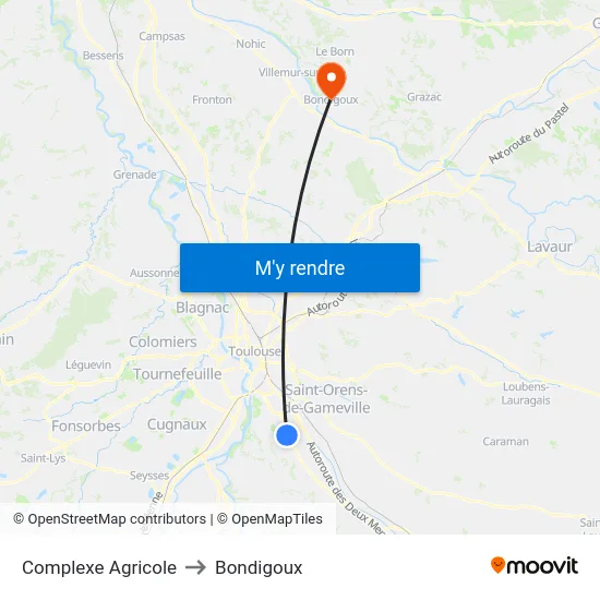 Complexe Agricole to Bondigoux map