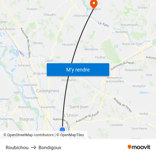 Roubichou to Bondigoux map